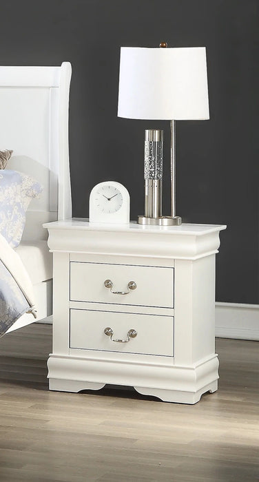 Nightstand White Louis Philippe Solid Wood English Dovetail Construction Antique Nickle Hanging Pulls