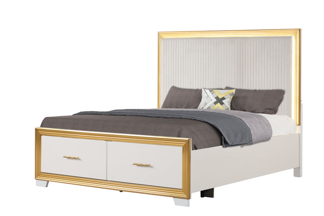 Obsession Contemporary Style King Tufted Bed Made With Wood & Gold Finish