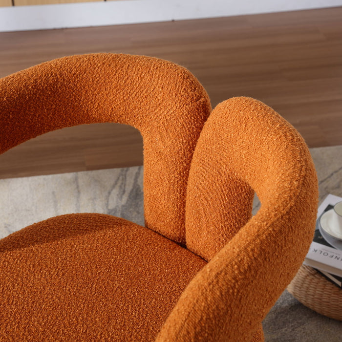 360 Degree Swivel Cuddle Barrel Accent Chairs, Round Armchairs With Wide Upholstered, Fluffy Fabric Chair For Living Room, Bedroom, Office, Waiting Rooms - Orange