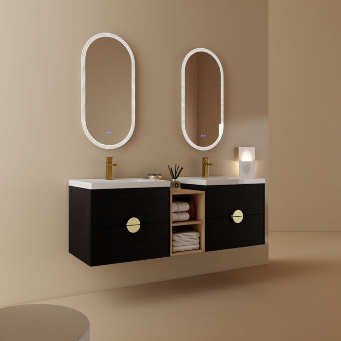 60" Wall - Mounted Bathroom Vanity With Sink, And A Small Storage Shelves (Kd - Packing) Bvc07660Bct