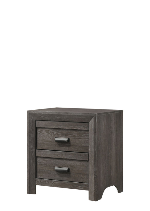 Contemporary Nightstand End Table With Two Storage Drawers Brown Gray Finish Bedroom Wooden Furniture