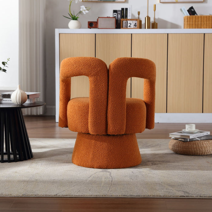 360 Degree Swivel Cuddle Barrel Accent Chairs, Round Armchairs With Wide Upholstered, Fluffy Fabric Chair For Living Room, Bedroom, Office, Waiting Rooms - Orange