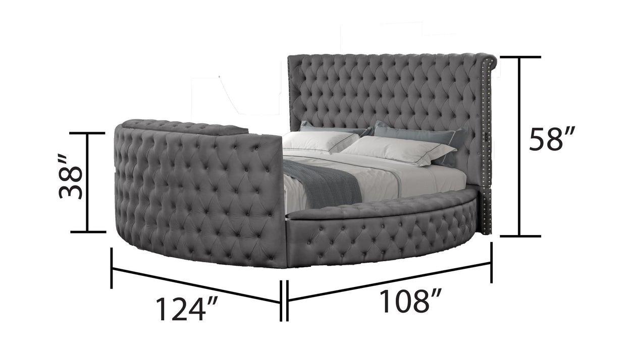 Maya Modern Style Crystal Tufted King 4 Piece Bed Room Set Made With Wood In Gray