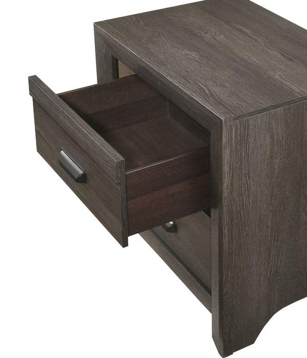 Contemporary Nightstand End Table With Two Storage Drawers Brown Gray Finish Bedroom Wooden Furniture