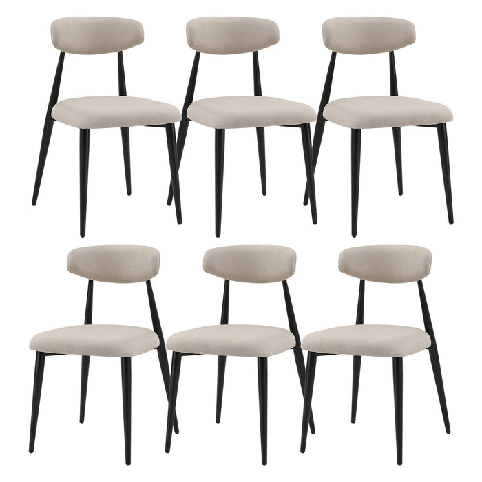(Set of 6) Dining Chairs, Upholstered Chairs With Metal Legs For Kitchen Dining Room, Light Grey