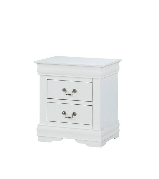 Nightstand White Louis Philippe Solid Wood English Dovetail Construction Antique Nickle Hanging Pulls