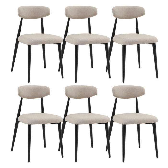 (Set of 6) Dining Chairs, Upholstered Chairs With Metal Legs For Kitchen Dining Room, Light Grey