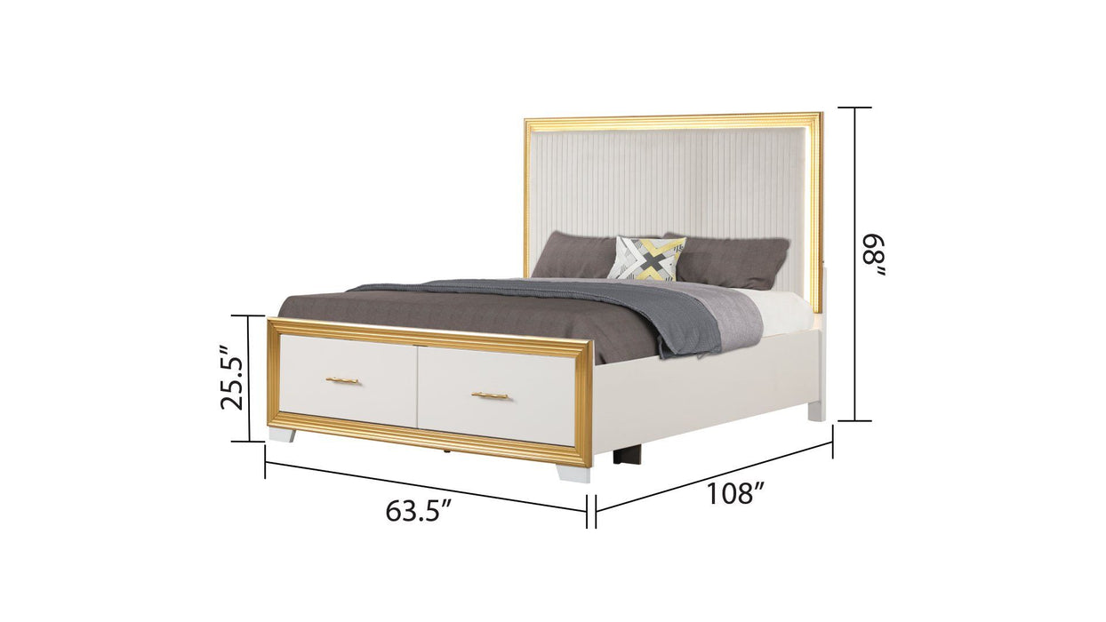 Obsession Contemporary Style 4 Piece Queen Bedroom Set Made With Wood & Gold Finish