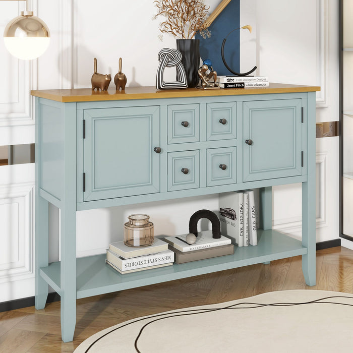 Trexm Cambridge Series Ample Storage Vintage Console Table With Four Small Drawers And Bottom Shelf For Living Rooms, Entrances And Kitchens