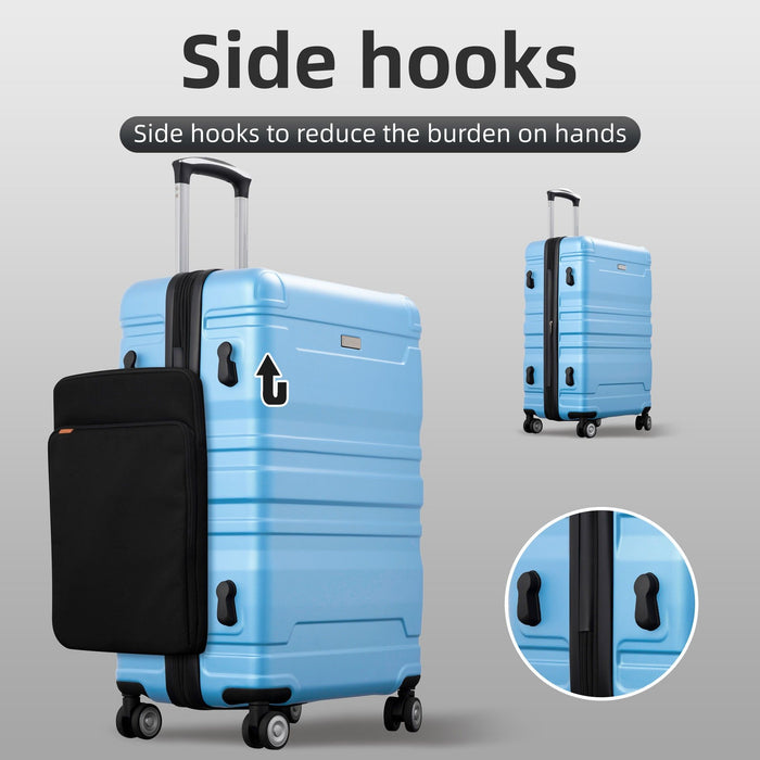 Luggage Sets New Model Expandable Abs Hardshell 3 Pieces Clearance Luggage Hardside Lightweight Durable Suitcase Sets Spinner Wheels Suitcase With Tsa Lock 20''24''28'' - Sky Blue