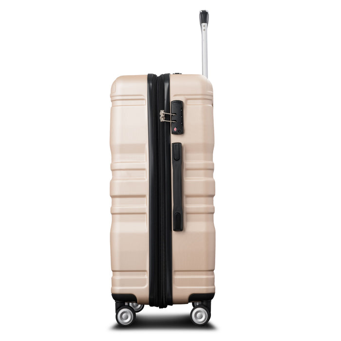 Luggage Sets New Model Expandable Abs Hardshell 3 Pieces Clearance Hardside Luggage Lightweight Durable Suitcase Sets Spinner Wheels Suitcase With Tsa Lock 20''24''28'' - Champagne