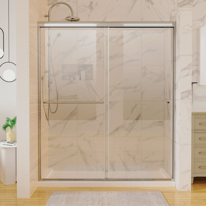 60 Inch X 70 Inch Traditional Sliding Shower Door In Chrome With Clear Glass