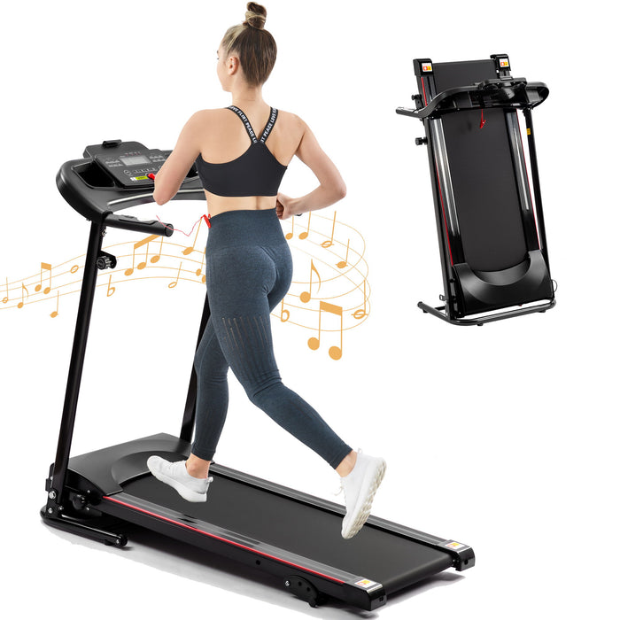 Folding Treadmill With Incline 2.5Hp 12Km / H Electric Treadmill For Home Foldable, Bluetooth Music Cup Holder Heart Rate Sensor Walking Running Machine For Indoor Home Gym Exercise Fitness