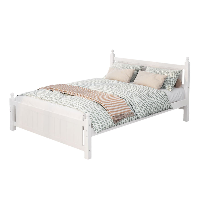 Queen Size Solid Wood Platform Bed Frame For Kids, Teens, Adults, No Need Box Spring, White
