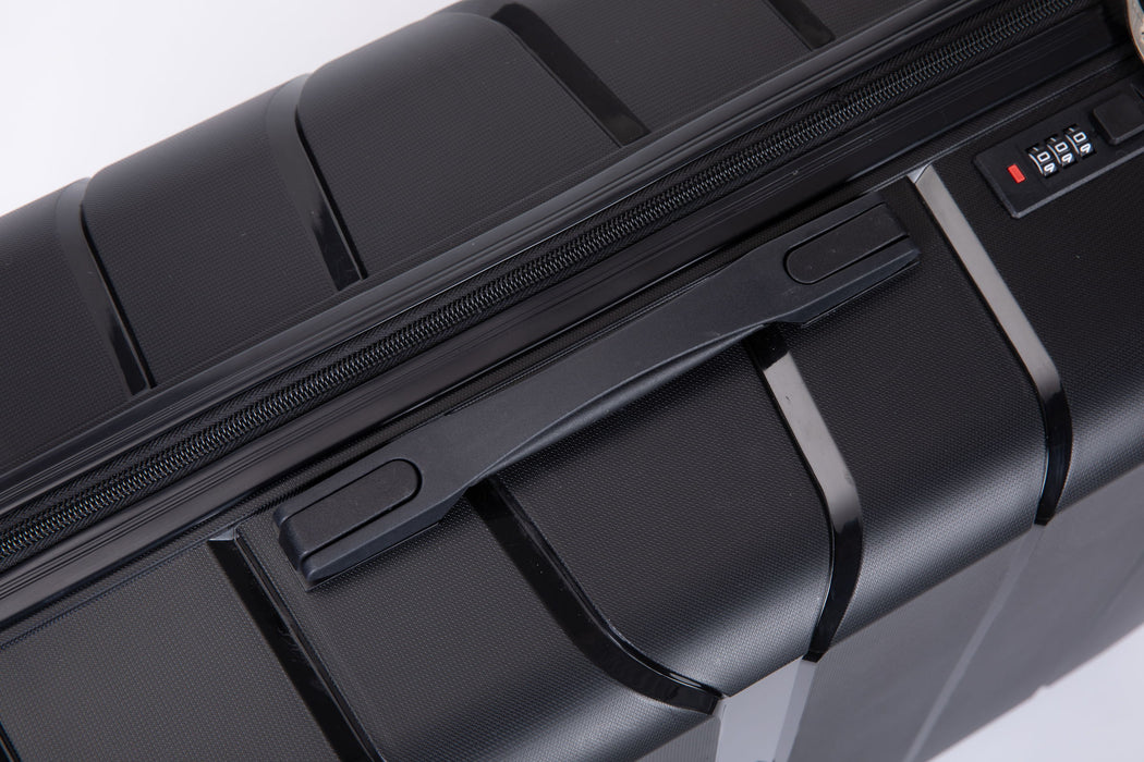 Hardshell Suitcase Spinner Wheels Pp Luggage Sets Lightweight Durable Suitcase With Tsa Lock, 3 Piece Set (20 / 24 / 28) - Black