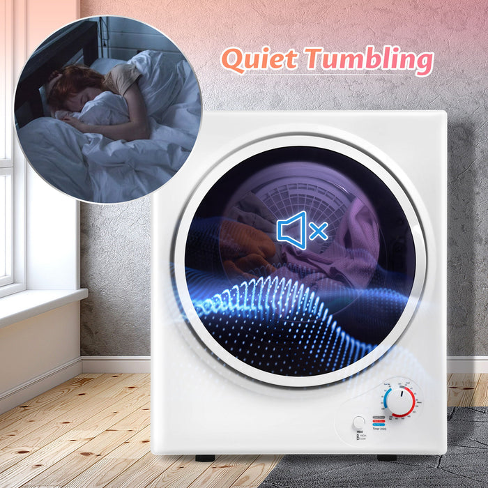 Electric Portable Clothes Dryer, Front Load Laundry Dryer For Apartments, Dormitory And Rvs With Easy Knob Control, Wall Mount Kit Included - White