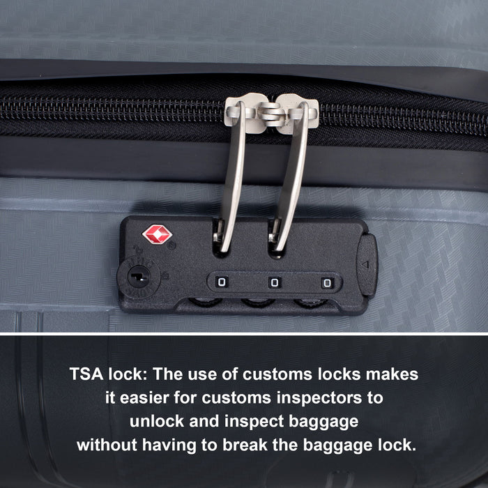 Hardshell Suitcase Spinner Wheels Pp Luggage Sets Lightweight Durable Suitcase With Tsa Lock, 3 Piece Set (20 / 24 / 28) Gray