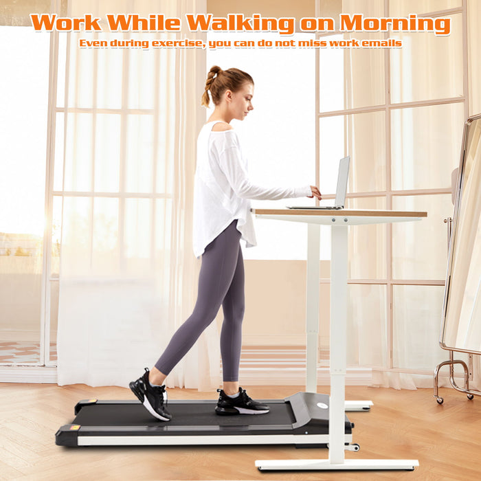 Walking Pad Treadmill Under Desk For Home Office Fitness, Mini Portable Treadmill With App Remote Control And 16" Running Area - Black