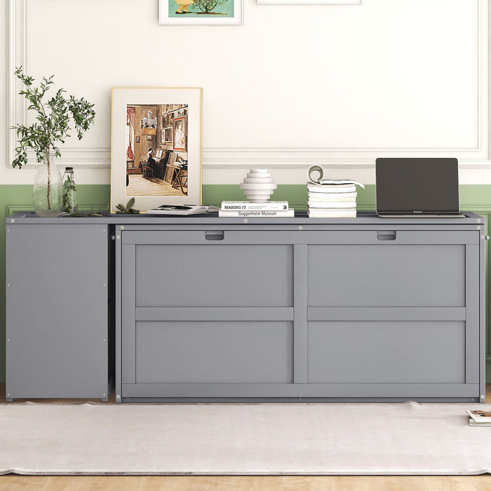 Queen Size Murphy Bed With Rotable Desk, Gray