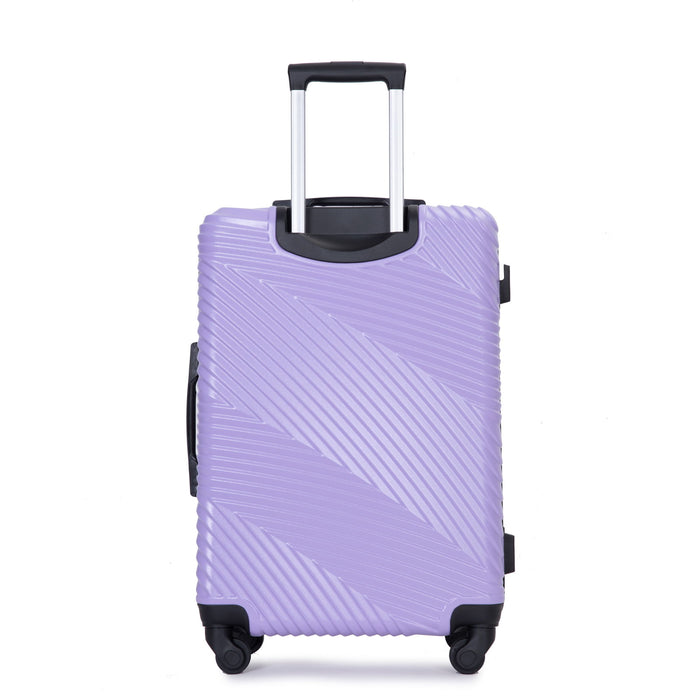 3 Piece Luggage Sets Pc+Abs Lightweight Suitcase With Two Hooks, Spinner Wheels, (20/24/28) Light Purple