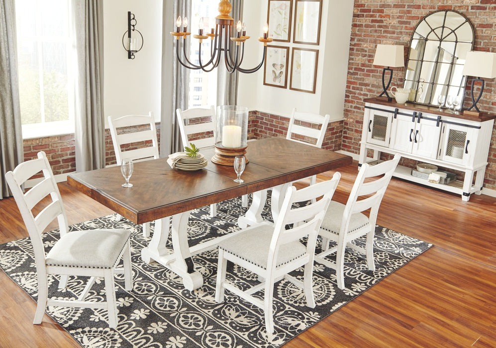 Valebeck - White / Brown - Rectangular Dining Room Table Unique Piece Furniture