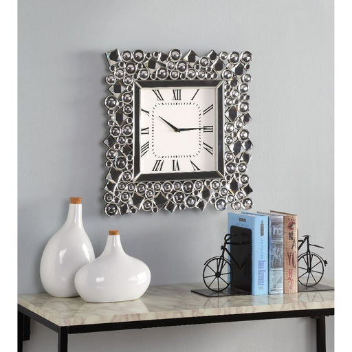 Kachina - Wall Clock - Mirrored & Faux Gems - 19" Unique Piece Furniture
