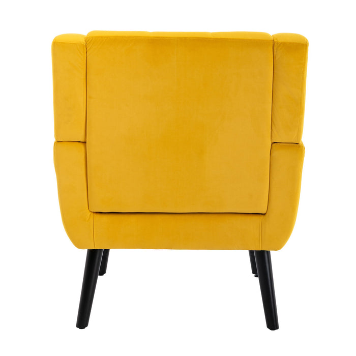 Modern Soft Velvet Material Ergonomics Accent Chair Living Room Chair Bedroom Chair Home Chair With Black Legs For Indoor Home - Yellow