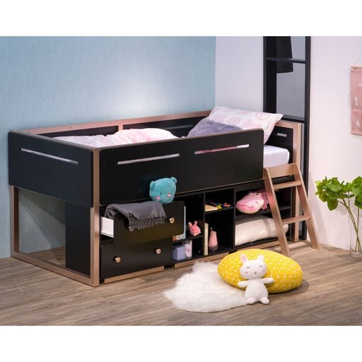 Prescott - Loft Bed - Black & Rose-Gold Unique Piece Furniture