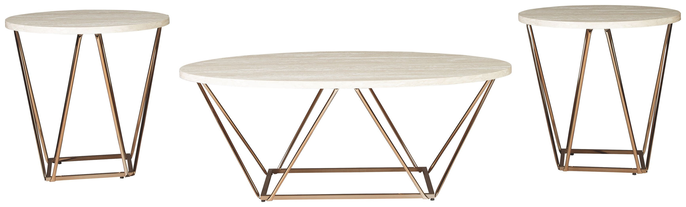 Tarica - White / Metallic - Occasional Table Set (Set of 3) Unique Piece Furniture
