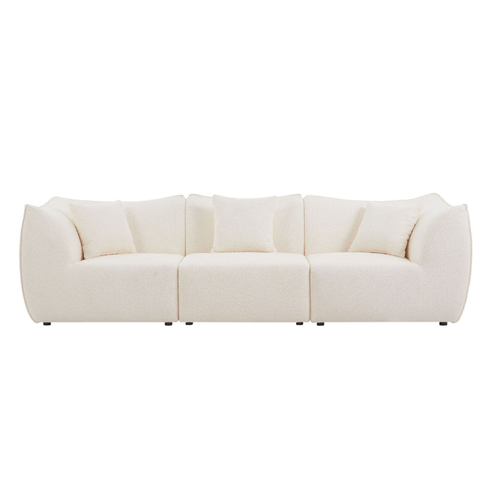 Mid-Century Modern 3 Seater Sofa Couch For Living Room, Bedroom, Apartment, Studio, Small Space, Beige