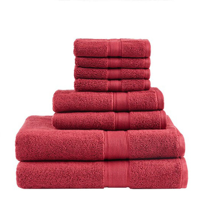 100% Cotton 8 Piece Antimicrobial Towel Set - Red