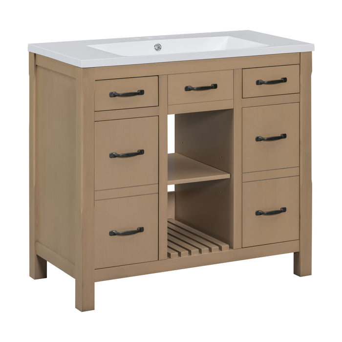 Bathroom Vanity With Undermount Sink, Modern Bathroom Storage Cabinet With 2 Drawers And 2 Cabinets, Solid Wood Frame Bathroom Cabinet - Wood