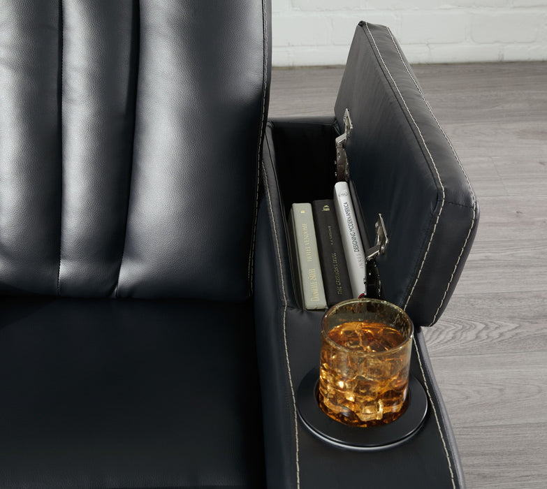 Center Point - Black - Rec Sofa W/Drop Down Table Unique Piece Furniture