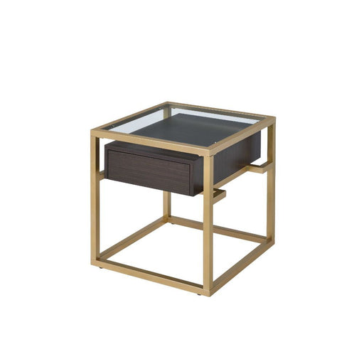 Yumia - End Table - Gold & Clear Glass - 23" Unique Piece Furniture