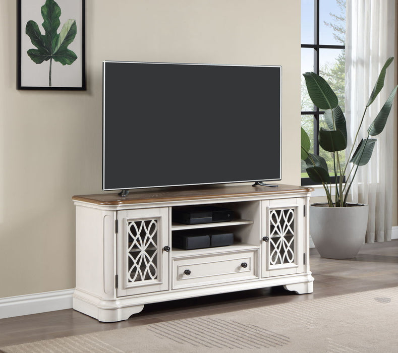 Acme Florian TV Stand In Oak & Antique White Finish