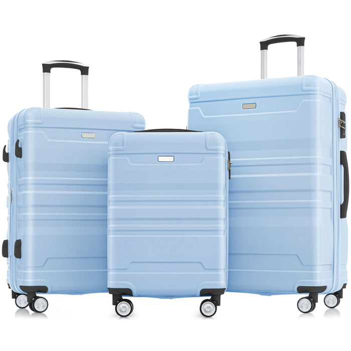 Luggage Sets New Model Expandable Abs Hardshell 3 Pieces Clearance Luggage Hardside Lightweight Durable Suitcase Sets Spinner Wheels Suitcase With Tsa Lock 20''24''28'' (Baby Blue)
