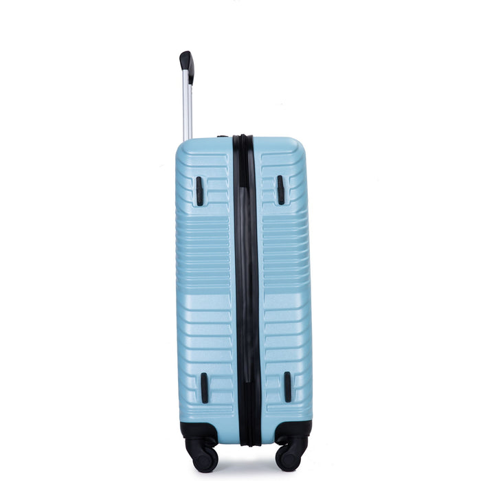 3 Piece Luggage Sets Pc+Abs Lightweight Suitcase With Two Hooks, Spinner Wheels, (20/24/28) Aqua Blue