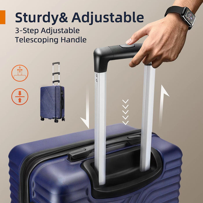 Hardshell Luggage Sets 3 Piece Double Spinner Wheels Suitcase With Tsa Lock 20" 24" 28" - Blue
