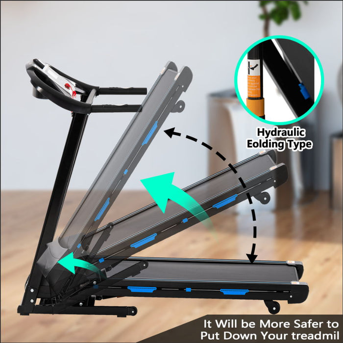 Treadmills For Home, Electric Treadmill With 15% Automatic Incline, Foldable 3.25Hp Workout Running Machine Walking, Double Running Board Shock ABSorption PUlse Sensor Bluetooth Speaker App Fitshow.