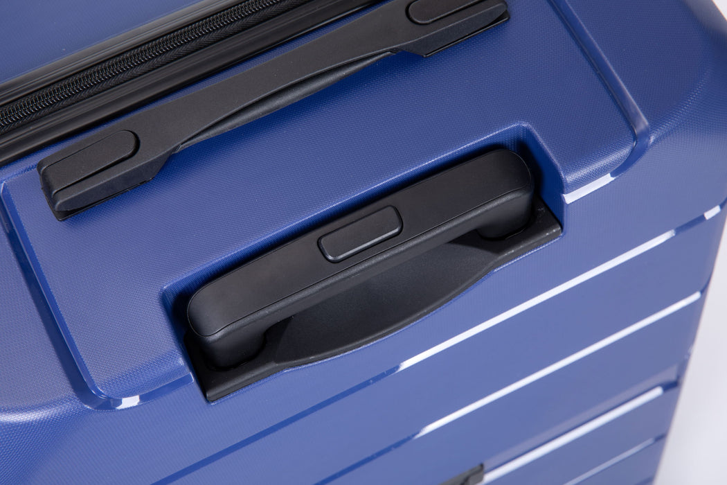 Hardshell Suitcase Spinner Wheels Pp Luggage Sets Lightweight Suitcase With Tsa Lock, 3 Piece Set (20 / 24 / 28), Navy