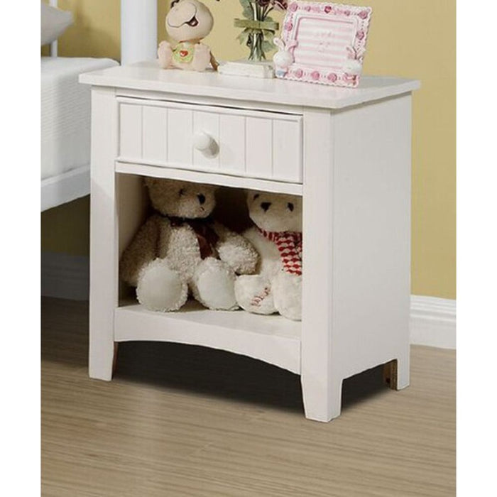 Karine Wooden Nightstand With One Drawer In White Finish