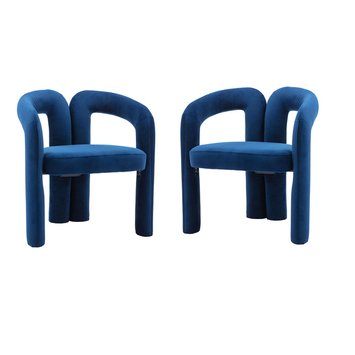 Coolmore Contemporary Designed Fabric Upholstered Accent / Dining Chair / Barrel Side Chairs Kitchen Armchair For Living Room (Set of 2) - Navy