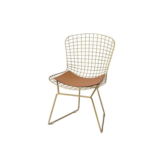 Achellia - Side Chair (Set of 2) - Whiskey PU & Gold Unique Piece Furniture