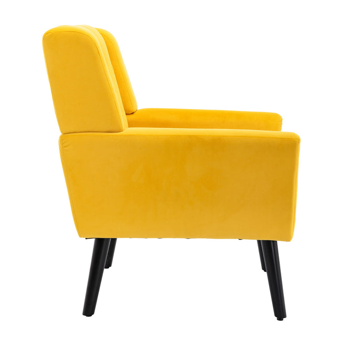 Modern Soft Velvet Material Ergonomics Accent Chair Living Room Chair Bedroom Chair Home Chair With Black Legs For Indoor Home - Yellow