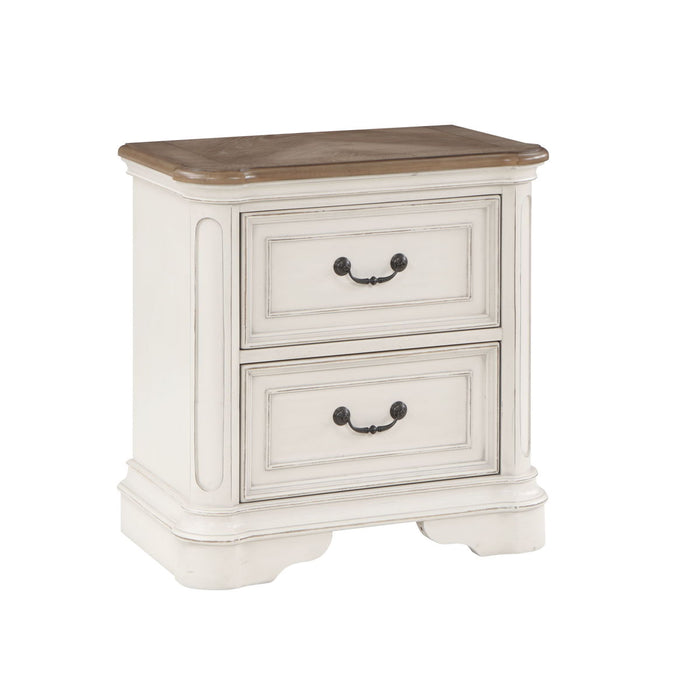 Acme Florian Nightstand In Gray Fabric & Antique White Finish