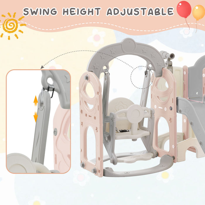 Toddler Slide And Swing Set 8 In 1, Kids Playground Climber Slide Playset With Basketball Hoop Freestanding Combination For Babies Indoor / Outdoor