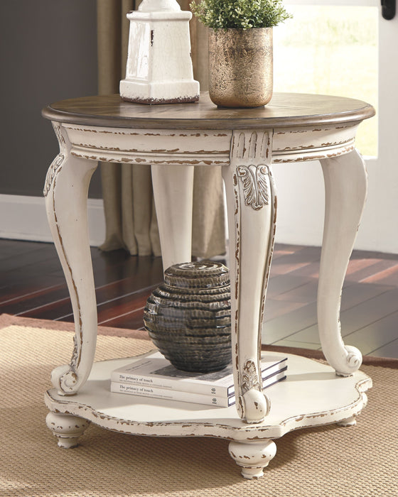 Realyn - White / Brown - Round End Table Unique Piece Furniture