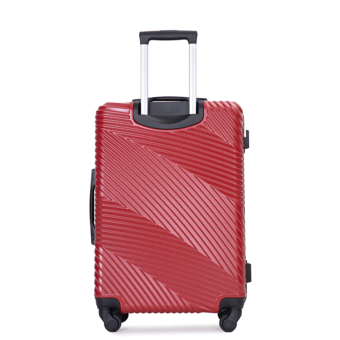 3 Piece Luggage Sets Pc+Abs Lightweight Suitcase With Two Hooks, Spinner Wheels, (20/24/28) Red