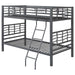 Fairfax - Twin Over Twin Bunk Bed With Ladder - Light Gunmetal Unique Piece Furniture