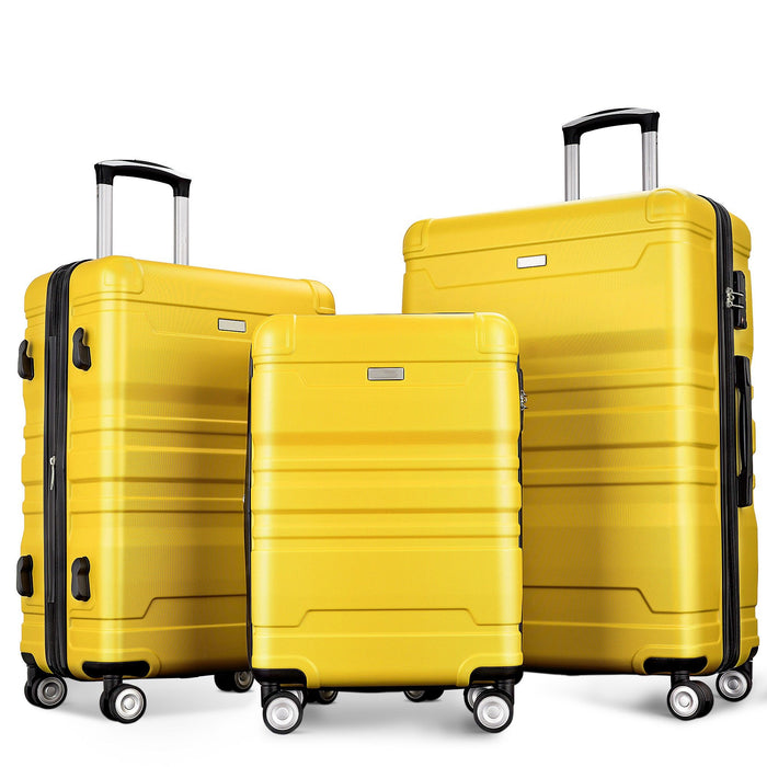 Luggage Sets New Model Expandable Abs Hardshell 3 Pieces Clearance Luggage Hardside Lightweight Durable Suitcase Sets Spinner Wheels Suitcase With TSA Lock 20''24''28'' (Yellow)